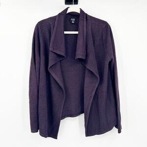 Eileen Fisher Womens Layer 100% Silk Open Front Knit Draped Cardigan Sweater PM‎